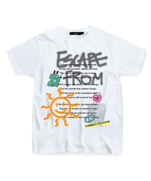 ESCAPEFROM(エスケープフロム)の「サマー バケーション プリント Tシャツ ホワイト(Tシャツ/カットソー・レディース・その他・SMALL/MEDIUM/LARGE)」の1枚目の写真