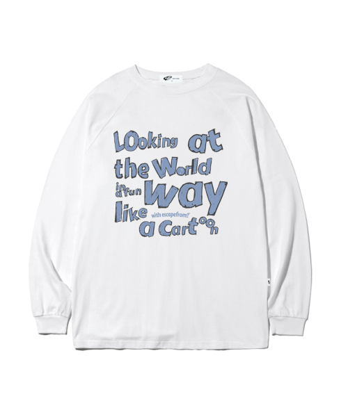 ESCAPEFROM（エスケープフロム）の「ライクカートゥーンプリントロングスリーブホワイト（Tシャツ/カットソー・レディース・その他・MEDIUM/LARGE/SMALL）」の2枚目の写真