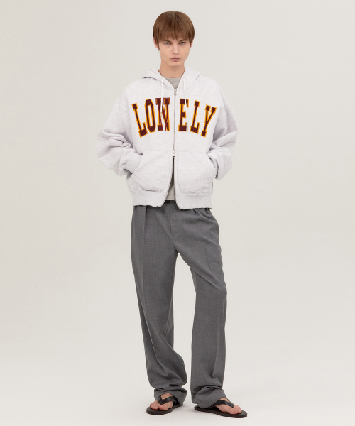 NOHANT(ノアン)の「LONELY/LOVELY SALT WASHING HOODIE ZIP-UP ASH GRAY(パーカー・レディース・ライトグレー・LARGE/SMALL/MEDIUM)」の4枚目の写真