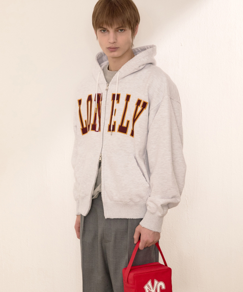 NOHANT(ノアン)の「LONELY/LOVELY SALT WASHING HOODIE ZIP-UP ASH GRAY(パーカー・レディース・ライトグレー・LARGE/SMALL/MEDIUM)」の8枚目の写真