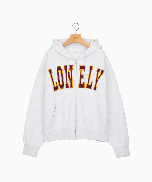 NOHANT(ノアン)の「LONELY/LOVELY SALT WASHING HOODIE ZIP-UP ASH GRAY(パーカー・レディース・ライトグレー・LARGE/SMALL/MEDIUM)」の9枚目の写真