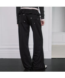 Pleats Layered Wide Slacks [Black]