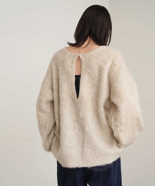 Bulue.(ブルー)の「【Bulue.】ミックスシャギー前後2WAY キーネックニット(ニット/セーター・レディース・ブルー/アイボリー/オレンジ・FREE)」の13枚目の写真