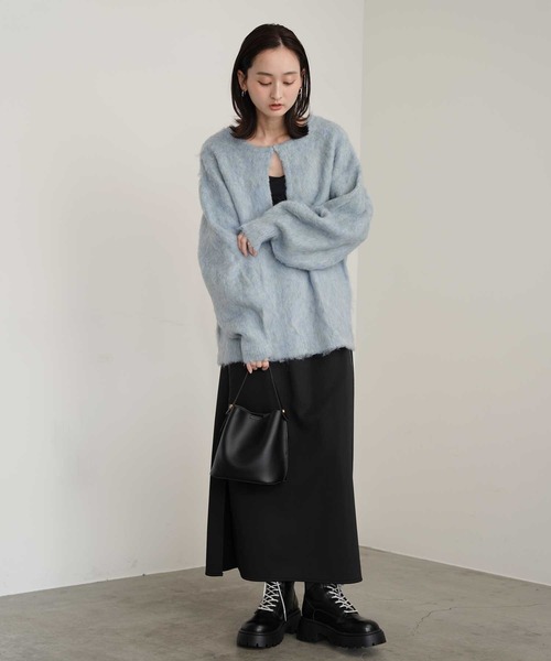 Bulue.(ブルー)の「【Bulue.】ミックスシャギー前後2WAY キーネックニット(ニット/セーター・レディース・ブルー/アイボリー/オレンジ・FREE)」の17枚目の写真