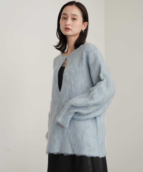 Bulue.(ブルー)の「【Bulue.】ミックスシャギー前後2WAY キーネックニット(ニット/セーター・レディース・ブルー/アイボリー/オレンジ・FREE)」の18枚目の写真