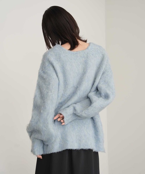 Bulue.(ブルー)の「【Bulue.】ミックスシャギー前後2WAY キーネックニット(ニット/セーター・レディース・ブルー/アイボリー/オレンジ・FREE)」の19枚目の写真