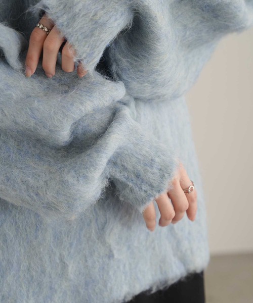 Bulue.(ブルー)の「【Bulue.】ミックスシャギー前後2WAY キーネックニット(ニット/セーター・レディース・ブルー/アイボリー/オレンジ・FREE)」の20枚目の写真