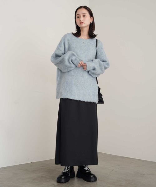 Bulue.(ブルー)の「【Bulue.】ミックスシャギー前後2WAY キーネックニット(ニット/セーター・レディース・ブルー/アイボリー/オレンジ・FREE)」の21枚目の写真