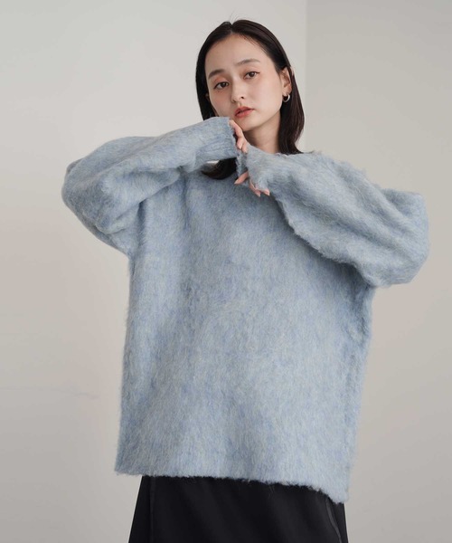Bulue.(ブルー)の「【Bulue.】ミックスシャギー前後2WAY キーネックニット(ニット/セーター・レディース・ブルー/アイボリー/オレンジ・FREE)」の22枚目の写真
