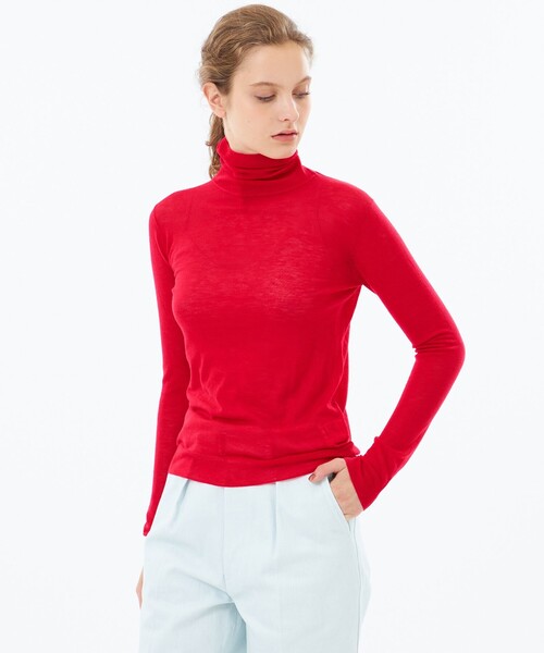 MACKINTOSH PHILOSOPHY(マッキントッシュ フィロソフィー)の「【WEB&一部店舗限定】ファインウールハイゲージタートルニット(ニット/セーター・レディース・レッド系その他/ブラウン・38)」の2枚目の写真