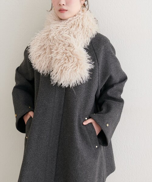 natural couture（ナチュラルクチュール）の「プードルファーティペット（ストール/ショール・レディース・ピンク/ブラウン/アイボリー/グレイッシュベージュ・FREE）」の2枚目の写真