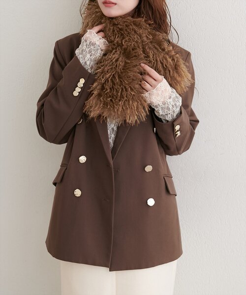 natural couture（ナチュラルクチュール）の「プードルファーティペット（ストール/ショール・レディース・ピンク/ブラウン/アイボリー/グレイッシュベージュ・FREE）」の10枚目の写真