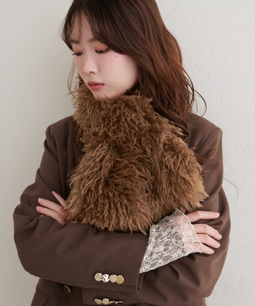 natural couture（ナチュラルクチュール）の「プードルファーティペット（ストール/ショール・レディース・ピンク/ブラウン/アイボリー/グレイッシュベージュ・FREE）」の11枚目の写真