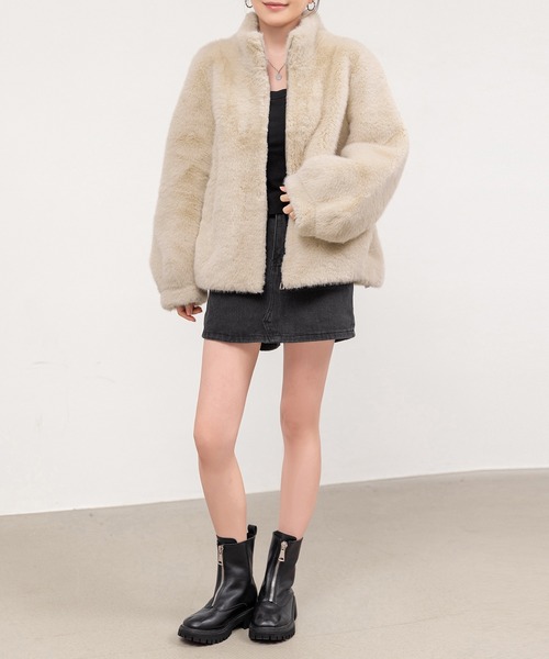 DAY CLOSET（デイ クローゼット）の「華奢魅せできるこだわりバルーンシルエット。厚手スタンドカラーフェイクファーブルゾン レディース（ブルゾン・レディース・ブラウン/グレー/ベージュ・FREE）」の20枚目の写真