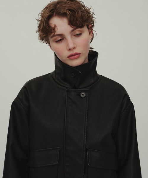 Leather Blouson/フェイクレザーバルーンショートブルゾン（ブルゾン