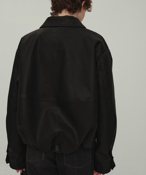 Leather Blouson/フェイクレザーバルーンショートブルゾン（ブルゾン