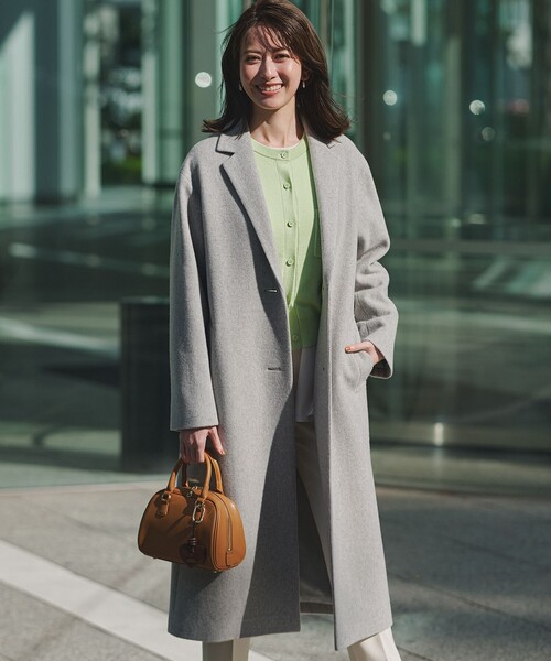 23区（ニジュウサンク）の「ウールモッサ チェスターコート（チェスターコート・レディース・ライトグレー系/スカイブルー系/ピンク系・38）」の2枚目の写真