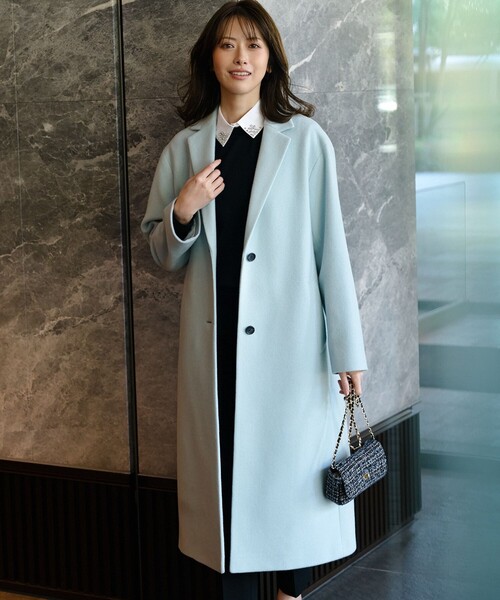 23区（ニジュウサンク）の「ウールモッサ チェスターコート（チェスターコート・レディース・ライトグレー系/スカイブルー系/ピンク系・38）」の3枚目の写真