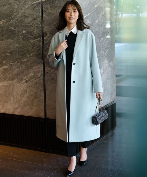 23区（ニジュウサンク）の「ウールモッサ チェスターコート（チェスターコート・レディース・ライトグレー系/スカイブルー系/ピンク系・38）」の7枚目の写真