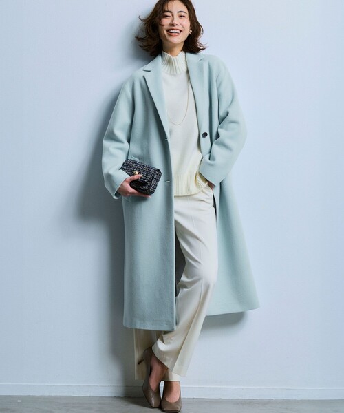 23区（ニジュウサンク）の「ウールモッサ チェスターコート（チェスターコート・レディース・ライトグレー系/スカイブルー系/ピンク系・38）」の9枚目の写真