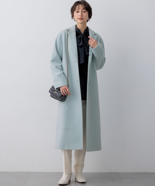 23区（ニジュウサンク）の「ウールモッサ チェスターコート（チェスターコート・レディース・ライトグレー系/スカイブルー系/ピンク系・38）」の4枚目の写真