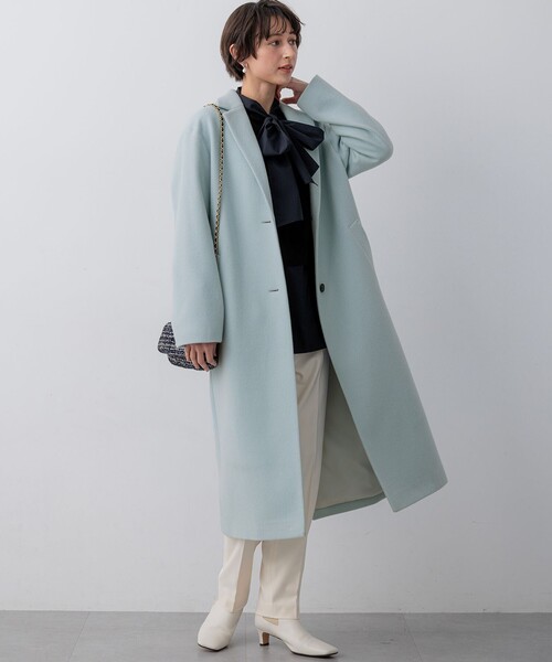23区（ニジュウサンク）の「ウールモッサ チェスターコート（チェスターコート・レディース・ライトグレー系/スカイブルー系/ピンク系・38）」の6枚目の写真