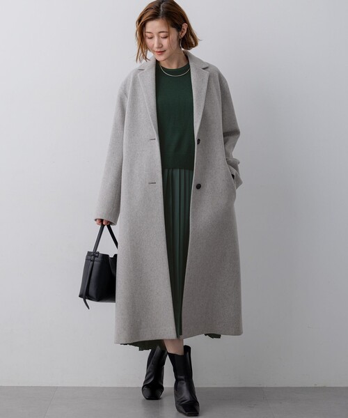 23区（ニジュウサンク）の「ウールモッサ チェスターコート（チェスターコート・レディース・ライトグレー系/スカイブルー系/ピンク系・38）」の18枚目の写真