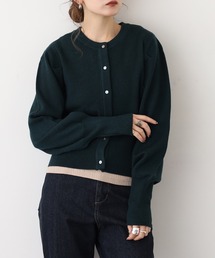 EGLANTINE ウール混パフスリーブニットカーディガン