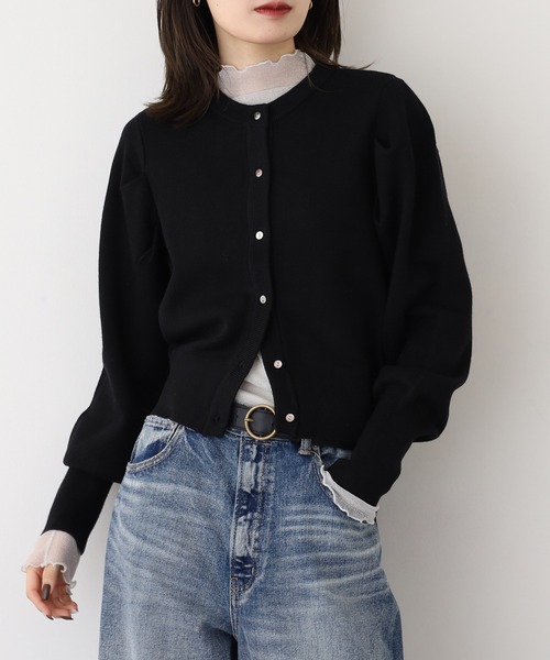 EGLANTINE(エグランティーヌ)の「EGLANTINE ウール混パフスリーブニットカーディガン(カーディガン/ボレロ・レディース・モカ/ダークグリーン/ブラック・40)」の22枚目の写真