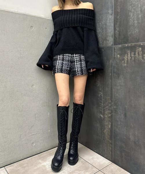 EGOIST（エゴイスト）の「フェイクレザーレースアップロングブーツ（ブーツ・レディース・ブラック・S/M/L）」の3枚目の写真
