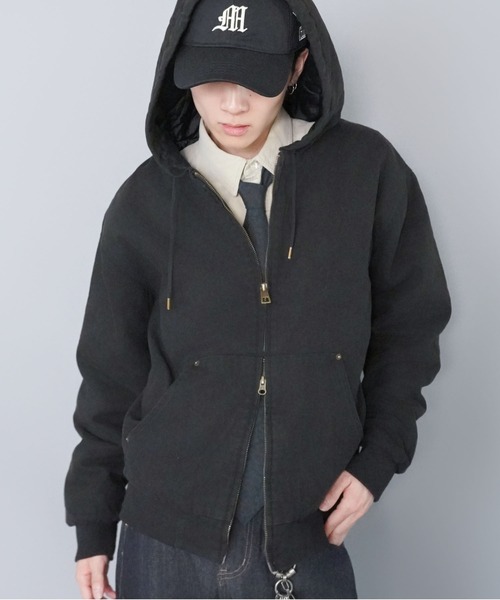 セール】【短丈】中綿ダック地アクティブジャケット/キルティング裏地