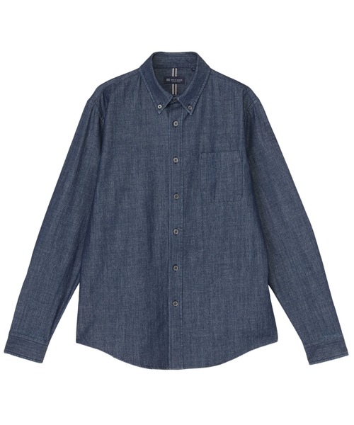 TOKYO SHIRTS(トウキョウシャツ)の「カラーテープ デニムシャツ(ポロシャツ・メンズ・ネイビー・S/LL/M/L)」の1枚目の写真