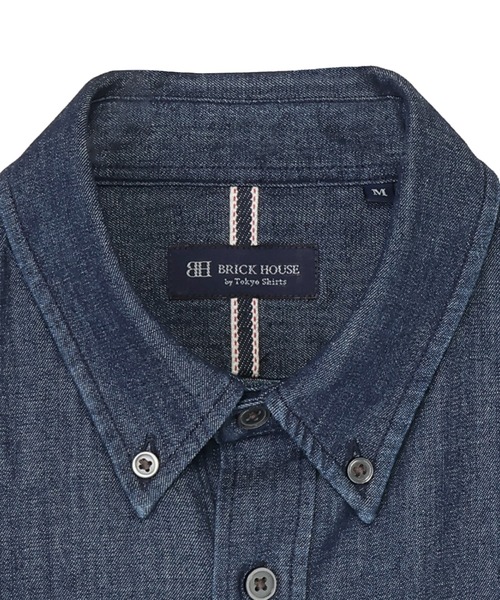 TOKYO SHIRTS(トウキョウシャツ)の「カラーテープ デニムシャツ(ポロシャツ・メンズ・ネイビー・S/LL/M/L)」の3枚目の写真