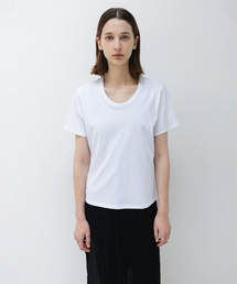 W スーピマコットン UネックTシャツ WHITE