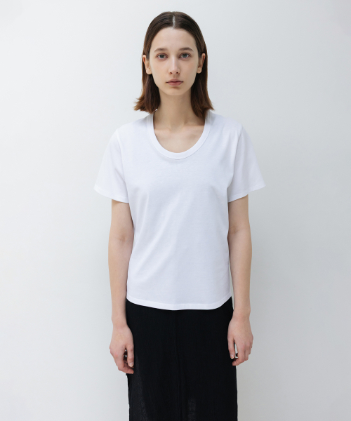 INSILENCE WOMEN(インサイレンスウーマン)の「W スーピマコットン UネックTシャツ WHITE(Tシャツ/カットソー・レディース・その他・SMALL/MEDIUM)」の1枚目の写真