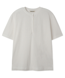 ワッフルヘンリーネック半袖Tシャツオフホワイト
