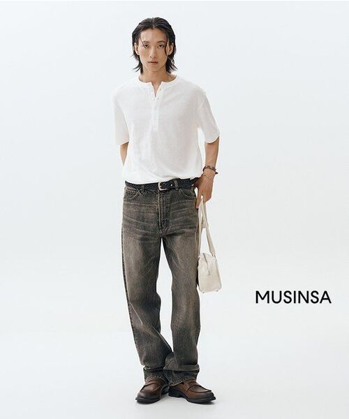 BASEMOMENT(ベースモーメント)の「ワッフルヘンリーネック半袖Tシャツオフホワイト(Tシャツ/カットソー・メンズ・その他・MEDIUM/LARGE)」の3枚目の写真