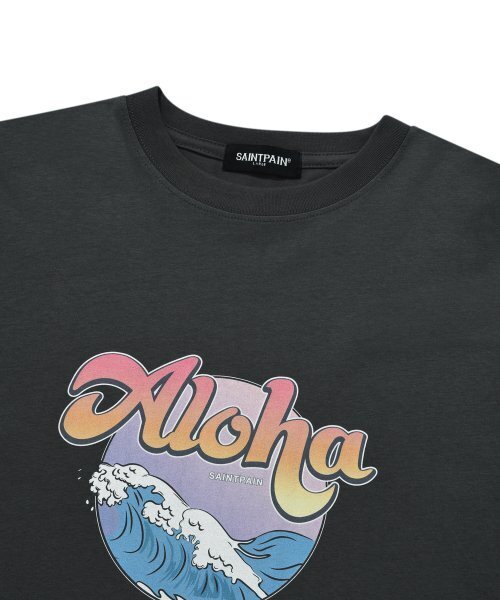 SAINTPAIN(セイントペイン)の「SP ウェーブアロハTシャツ-チャコール(Tシャツ/カットソー・レディース・その他・LARGE/MEDIUM)」の5枚目の写真