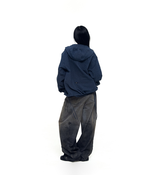 AAKAM(アーカム)の「Check Pattern Hooded Jacket (Navy)(ナイロンジャケット・レディース・その他・1/2)」の4枚目の写真