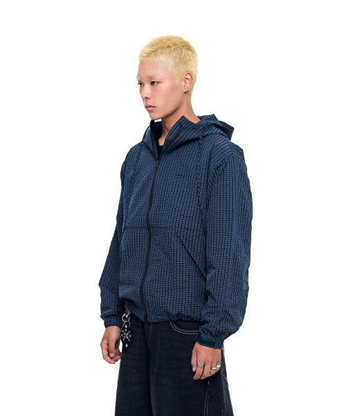 AAKAM(アーカム)の「Check Pattern Hooded Jacket (Navy)(ナイロンジャケット・レディース・その他・1/2)」の6枚目の写真