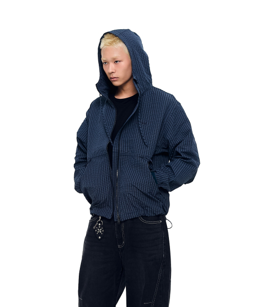 AAKAM(アーカム)の「Check Pattern Hooded Jacket (Navy)(ナイロンジャケット・レディース・その他・1/2)」の11枚目の写真