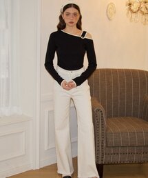 SALON DE YOHN（サロンドヨーン）の「Wide Denim Pants_ White（デニムパンツ・レディース）」