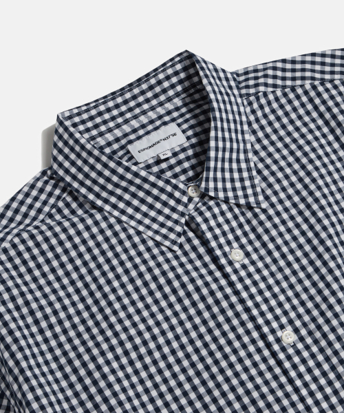 ESPIONAGE（エスピオナジ）の「Gingham S/S Over Shirt Navy（シャツ/ブラウス・レディース・その他・LARGE/MEDIUM/X-LARGE）」の4枚目の写真