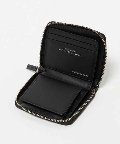 green label relaxing（グリーンレーベルリラクシング）の「GLR イタリアンレザー ラウンドジップ ミニウォレット 財布（財布・メンズ・ブラック/ダークグリーン・FREE）」の5枚目の写真