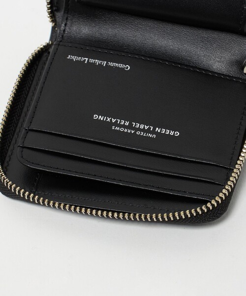 green label relaxing（グリーンレーベルリラクシング）の「GLR イタリアンレザー ラウンドジップ ミニウォレット 財布（財布・メンズ・ブラック/ダークグリーン・FREE）」の7枚目の写真