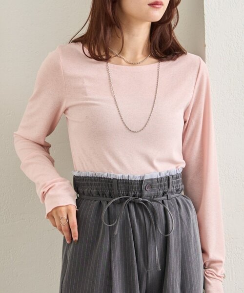 mystic（ミスティック）の「裾ギャザーシアーロンＴ（Tシャツ/カットソー・レディース・ブルー/オフホワイト/ブラウン/ピンク・FREE）」の4枚目の写真