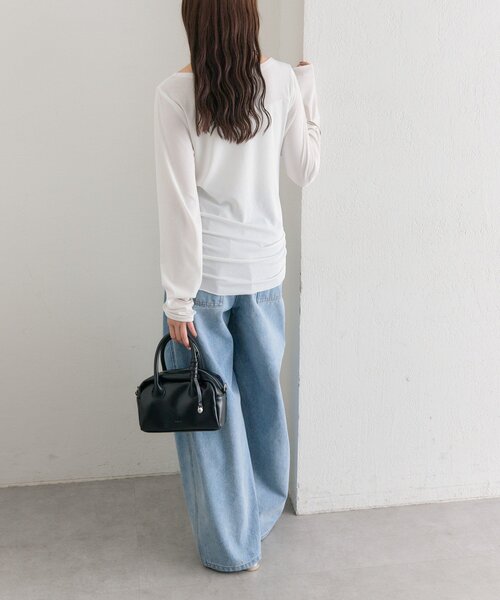 mystic（ミスティック）の「裾ギャザーシアーロンＴ（Tシャツ/カットソー・レディース・ブルー/オフホワイト/ブラウン/ピンク・FREE）」の16枚目の写真