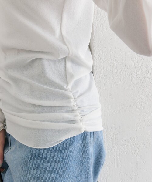 mystic（ミスティック）の「裾ギャザーシアーロンＴ（Tシャツ/カットソー・レディース・ブルー/オフホワイト/ブラウン/ピンク・FREE）」の17枚目の写真