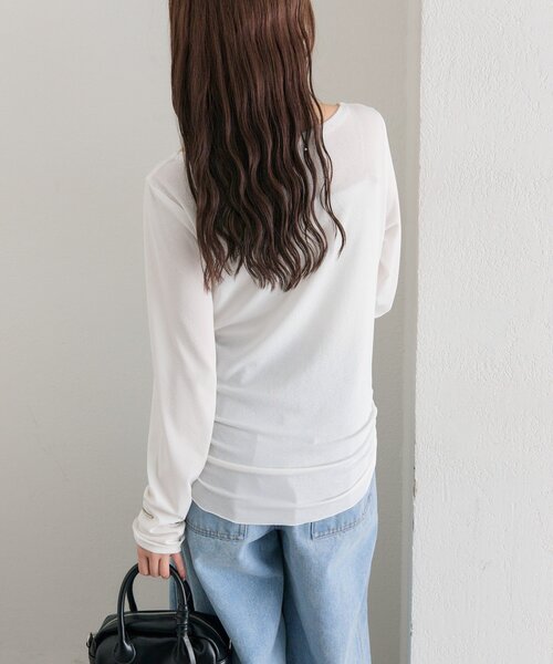 mystic（ミスティック）の「裾ギャザーシアーロンＴ（Tシャツ/カットソー・レディース・ブルー/オフホワイト/ブラウン/ピンク・FREE）」の20枚目の写真