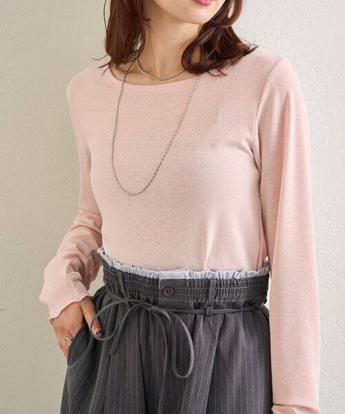 mystic（ミスティック）の「裾ギャザーシアーロンＴ（Tシャツ/カットソー・レディース・ブルー/オフホワイト/ブラウン/ピンク・FREE）」の5枚目の写真